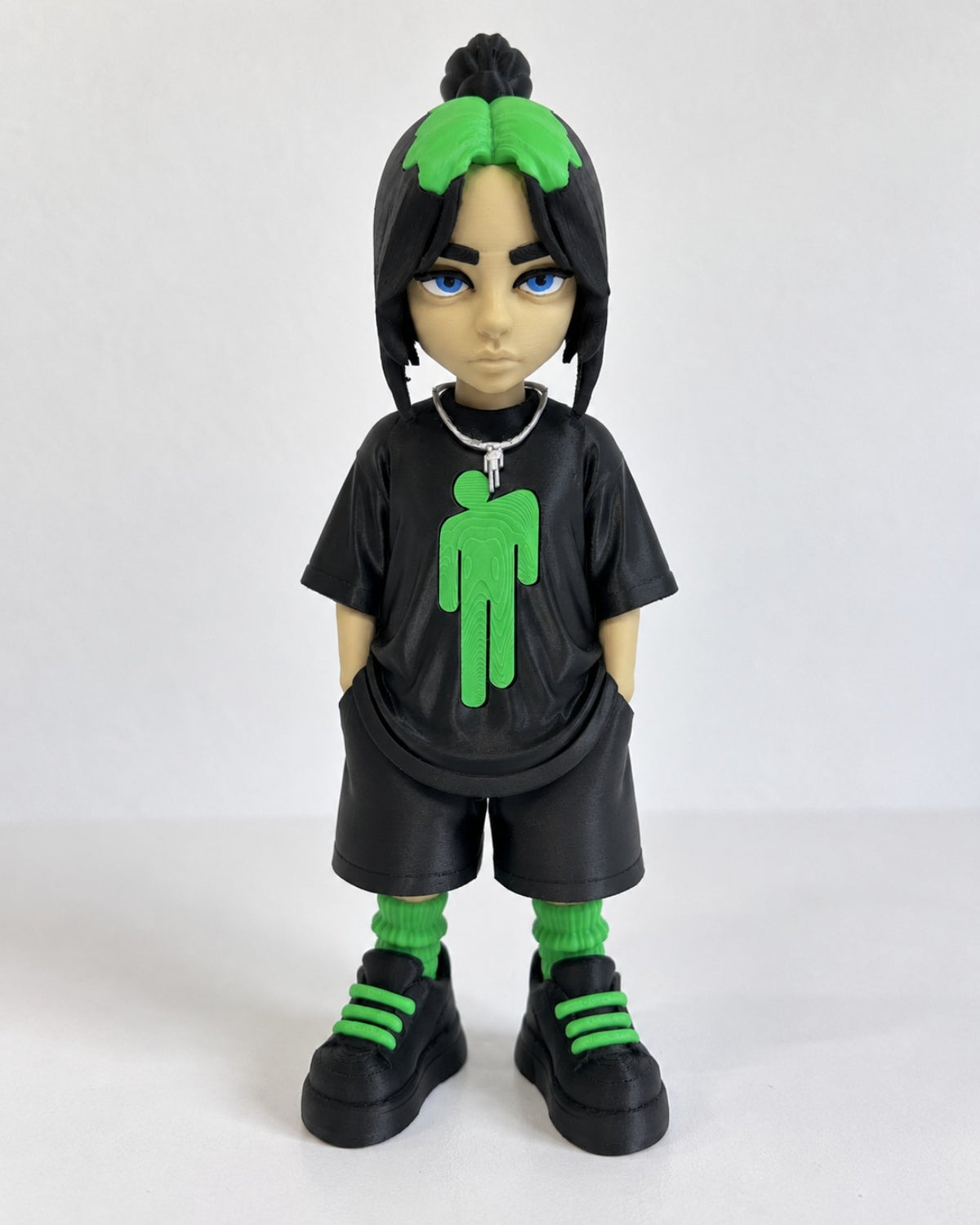 Billie Eilish inspired 3D printed figure - front view