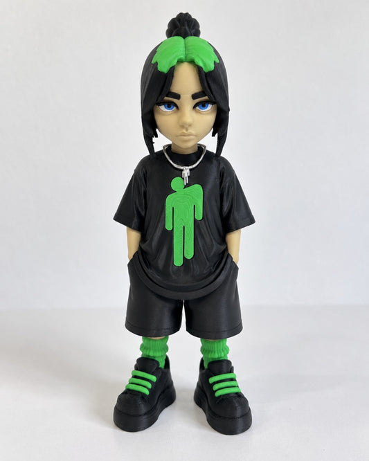 Billie Eilish inspired 3D printed figure - front view