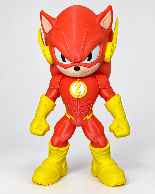 Flash and Sonic crossover 3D printed figure front view